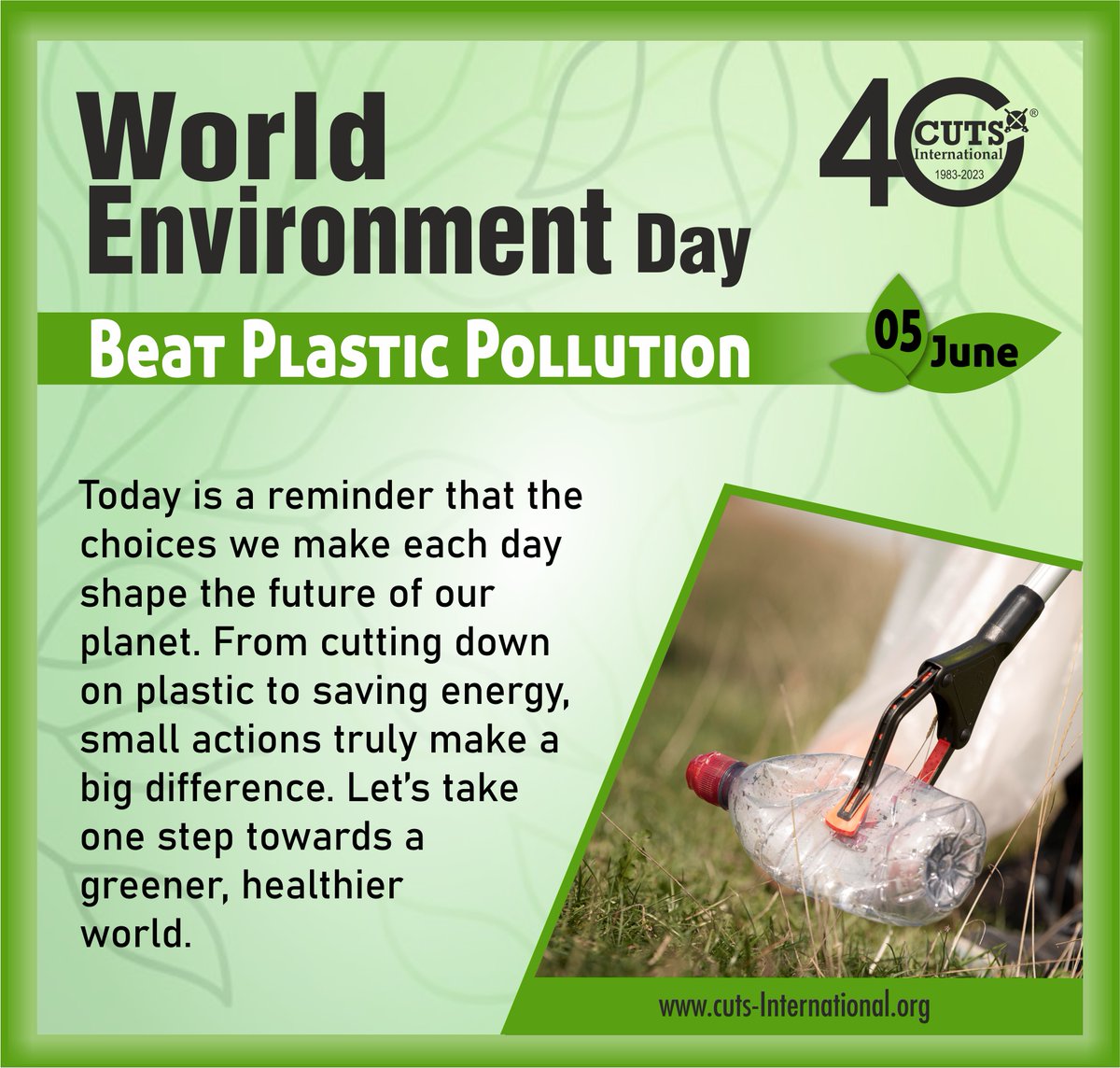 World Environment Day🌳
Today reminds us that every small action we take such as reducing plastic use, conserving water, or planting a tree - contributes to a meaningful impact.

Together, we can help shape a better future.
#WorldEnvironmentDay #ActForEarth  #cutsinternational