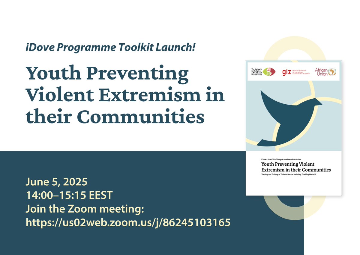 Tomorrow! 

Don’t miss the official launch of the updated iDove Training of Trainers Manual! Hosted by <a href="/giz_gmbh/">GIZ</a>, <a href="/AUC_CIDO/">AU CIDO</a> and the Peacemakers Network, this event brings together changemakers working to strengthen community resilience through youth empowerment.

🗓️ June 5, 2025