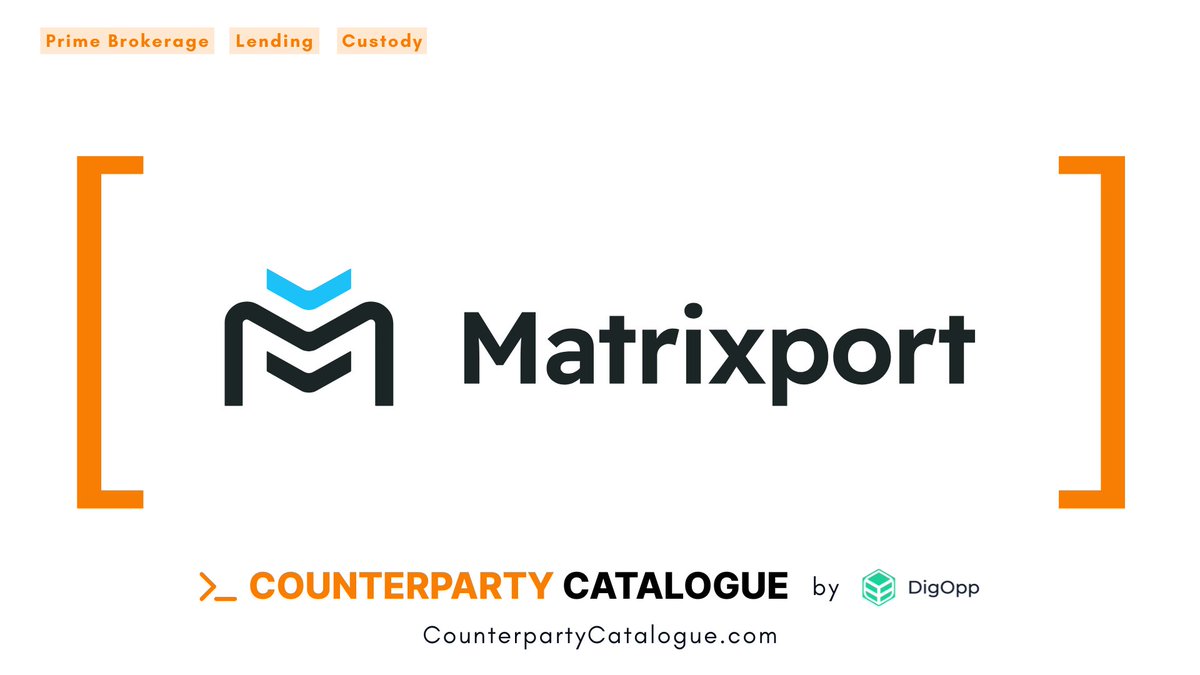 ✨ Today’s Spotlight: <a href="/Matrixport_EN/">Matrixport Official</a> 

🔗: counterpartycatalogue.com/service_provid…

Matrixport is a digital asset prime broker offering trading, lending, custody, &amp; structured products for both retail &amp; institutional clients.

🔔 Follow us for updates

#PrimeBroker #Lending #Trading #Crypto