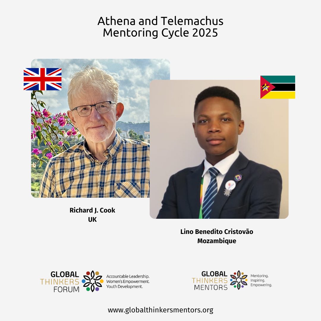 GTFMentoring's tweet image. Congratulations to Lino Cristovão, our #mentee from #Mozambique! His #mentor is former senior United Nations civil servant Richard J. Cook. Lino is a visionary young man who aspires to become a distinguished diplomat & international relations expert. #GTF #sdgs #africa #uk