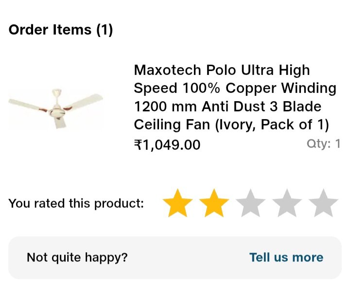 shrenikkothari8's tweet photo. @tradeindia @CityMall_in @Smartprix MAXOTECH INDIA GULPS CUSTOMER HARD EARNED MONEY,THEY SCAM WITH CONSUMER,SELLING CHEAP PRODUCTS AND NOT PROVIDING ANY SORT OF SERVICES TO CONSUMERS. my fan got damage within 6 month. No solution on my fan https://t.co/Ig0i7LZIHs