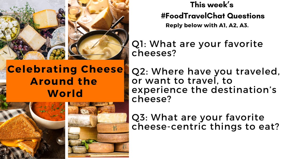 Our Tasty Travels (@ourtastytravels) on Twitter photo Celebrate #NationalCheeseDay on #FoodTravelChat with a world of cheese. Reply to questions w/ “Quote"+#FoodTravelChat so we see it.
Follow host <a href="/carollivestoeat/">Carol Vu</a>, @adventuringgal <a href="/ChrisPappinMCC/">Christine & Gary Pappin Dream Vacations</a>, <a href="/ourtastytravels/">Our Tasty Travels</a>, @myvirtualvaca + on Bluesky/Instagram @real_food_traveler Celebrate #NationalCheeseDay on #FoodTravelChat with a world of cheese. Reply to questions w/ “Quote"+#FoodTravelChat so we see it.
Follow host <a href="/carollivestoeat/">Carol Vu</a>, @adventuringgal <a href="/ChrisPappinMCC/">Christine & Gary Pappin Dream Vacations</a>, <a href="/ourtastytravels/">Our Tasty Travels</a>, @myvirtualvaca + on Bluesky/Instagram @real_food_traveler