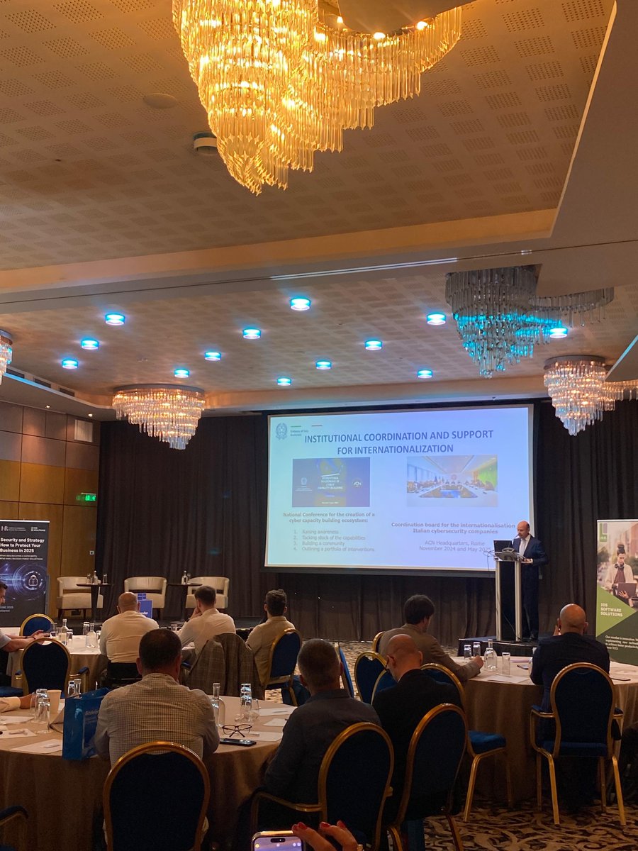 Italy in Romania (@italyinromania) on Twitter photo Amb <a href="/_AlfredoDurante/">Alfredo Durante Mangoni</a> joined the event "#Security& #Strategy: How to Protect Your Business in 2025", by the 🇮🇹 Chamber of Commerce in 🇷🇴. He outlined 🇮🇹’s #Cybersecurity Strategy 2022–2026 &the role of <a href="/csirt_it/">CSIRT Italia</a> & <a href="/ItalyMFA/">Farnesina 🇮🇹</a> in boosting Italian cyber business under #GrowthDiplomacy Amb <a href="/_AlfredoDurante/">Alfredo Durante Mangoni</a> joined the event "#Security& #Strategy: How to Protect Your Business in 2025", by the 🇮🇹 Chamber of Commerce in 🇷🇴. He outlined 🇮🇹’s #Cybersecurity Strategy 2022–2026 &the role of <a href="/csirt_it/">CSIRT Italia</a> & <a href="/ItalyMFA/">Farnesina 🇮🇹</a> in boosting Italian cyber business under #GrowthDiplomacy
