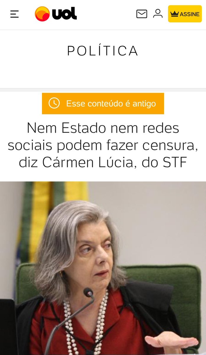 Curiosa de como a Carmem Lúcia votará sobre a inconstitucionalidade do artigo 19 do Marco Civil da Internet...