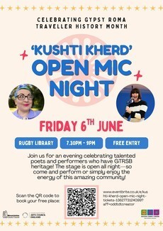 Birmingham Irish (@brumirish) on Twitter photo Warwickshire Libraries is proud to be hosting ‘Kushti Kherd’, a special Open Mic Night to celebrate Gypsy Roma Traveller History Month! ✨
Book free tickets here: eventbrite.co.uk/e/kushti-kherd…
💚 <a href="/IrelandEmbGB/">Embassy of Ireland</a> <a href="/dfatirl/">Irish Foreign Ministry</a>
To find you more please follow the link travellerstimes.org.uk/news/2025/05/r… Warwickshire Libraries is proud to be hosting ‘Kushti Kherd’, a special Open Mic Night to celebrate Gypsy Roma Traveller History Month! ✨
Book free tickets here: eventbrite.co.uk/e/kushti-kherd…
💚 <a href="/IrelandEmbGB/">Embassy of Ireland</a> <a href="/dfatirl/">Irish Foreign Ministry</a>
To find you more please follow the link travellerstimes.org.uk/news/2025/05/r…