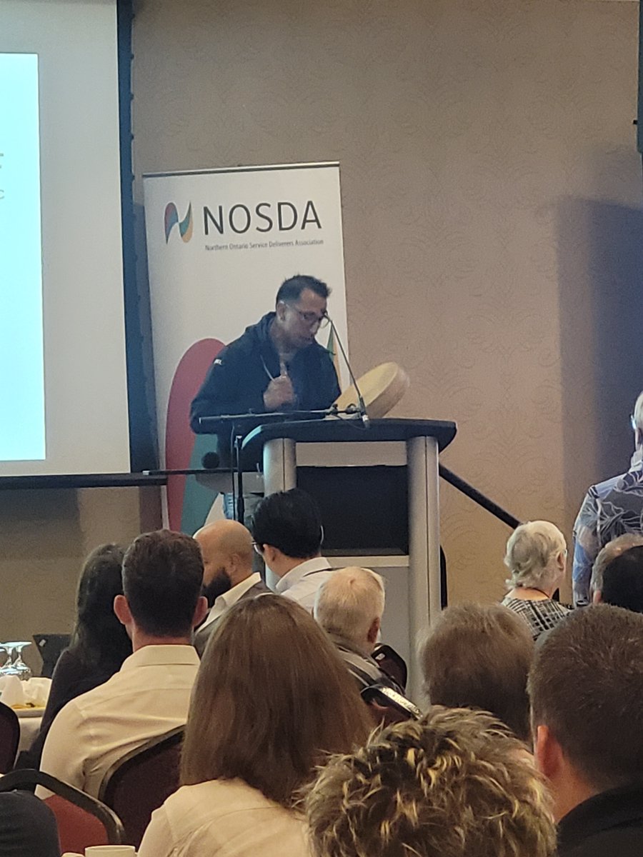 NOSDA2's tweet image. We are honoured to acknowledge Joel Syrette, Director Makwa Waakaa’igan, for opening the NOSDA Conference in Sault Ste. Marie with a meaningful prayer. We were greeted with a powerful welcome through drumming.
Miigwetch for sharing your teachings with us. 📷
#NOSDA2025
