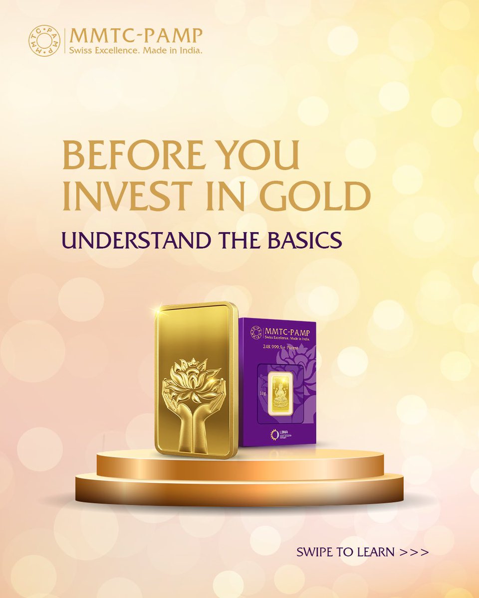MMTCPAMP's tweet image. Begin your investing journey with clarity, MMTC-PAMP brings trusted purity in every piece.

#MMTCPAMP #PurestGold #PurestSilver #Craftsmanship #ForThoseWhoKnowThePurest​ #Hedging