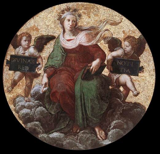 Theology, from the 'Stanza della Segnatura' #artbots #raphael