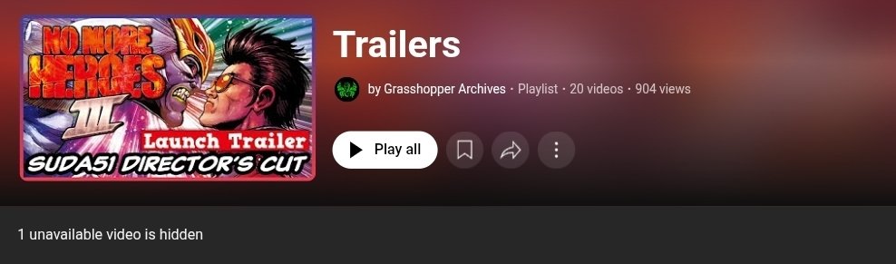 TravisDiesAgain's tweet photo. Grasshopper Manufacture recently updated their Trailers playlist

There is a hidden video in it 👀 https://t.co/W5CWFkJcUi