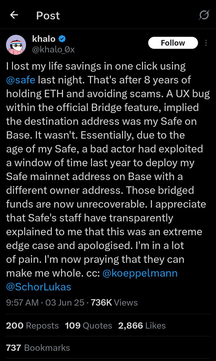 The irony of using the words avoiding scams and holding ETH in the same sentence.
Stick to self custody Bitcoin.