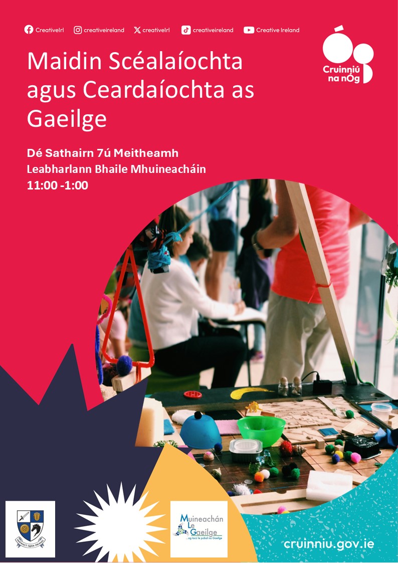 Muineachán Le Gaeilge (@muineachanleg) on Twitter photo Tá muid ag súil go mór mór le maidin scéalaíochta agus ceardaíochta a reáchtáil in <a href="/MonaghanTownLib/">MonaghanTownLibrary</a> Dé Sathairn óna 11 go dtí a 1 a chlog mar chuid de Chruinniú na nÓg! 🤩
Bígí linn!
Fáilte roimh chách!😁
<a href="/CreativeMonagh2/">Creative Monaghan</a> Tá muid ag súil go mór mór le maidin scéalaíochta agus ceardaíochta a reáchtáil in <a href="/MonaghanTownLib/">MonaghanTownLibrary</a> Dé Sathairn óna 11 go dtí a 1 a chlog mar chuid de Chruinniú na nÓg! 🤩
Bígí linn!
Fáilte roimh chách!😁
<a href="/CreativeMonagh2/">Creative Monaghan</a>