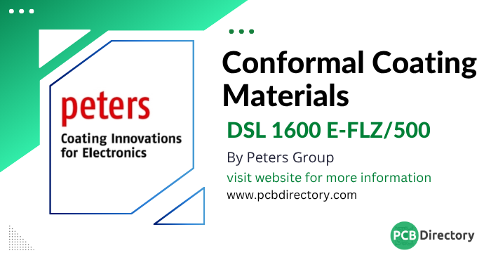 PCB_Directory's tweet photo. The UV Twin-Cure® DSL 1600 E-FLZ/500 from Peters Group is a Thick Film Conformal Coating Material based on a polyurethane and polyacrylate copolymer.
Download Datasheet:https://t.co/Kkz6nkK2hD
#PCBDirectory #Product #Polyacrylate #ElectronicsManufacturing https://t.co/riVzfe2Nkn