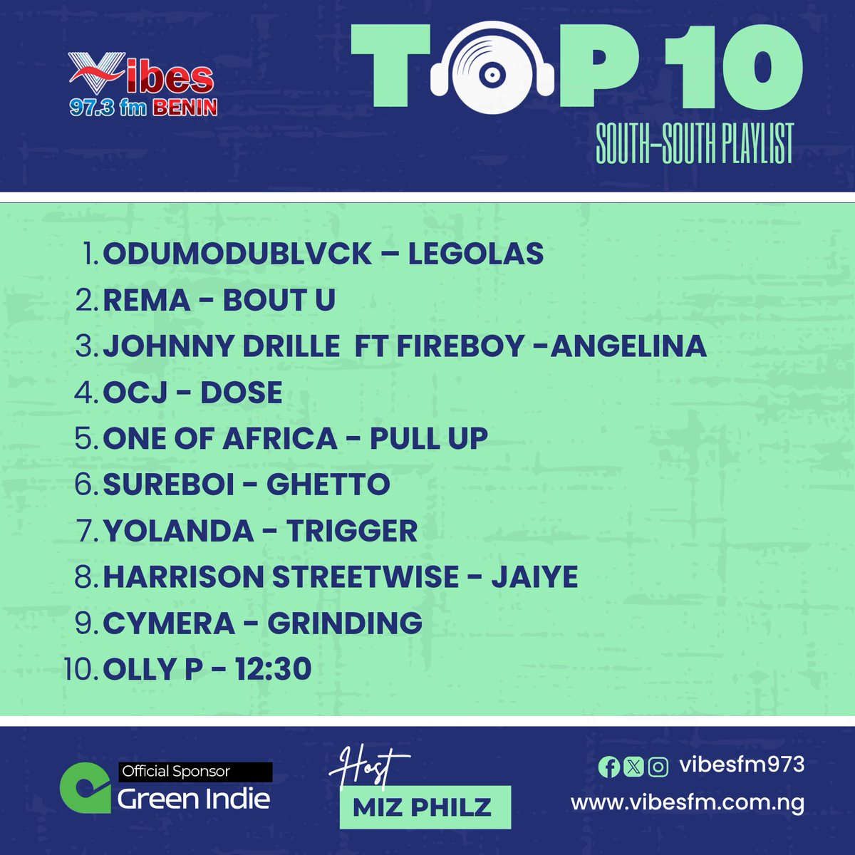VibesFM973's tweet image. NOWONAIR: #TOP10SOUTHSOUTHPLAYLIST w/ @miz_philz 

Now Playing🎶: Trigger - #Yolanda 

Official Sponsor: @greenindiemusic 

#letthemusictakecontrol