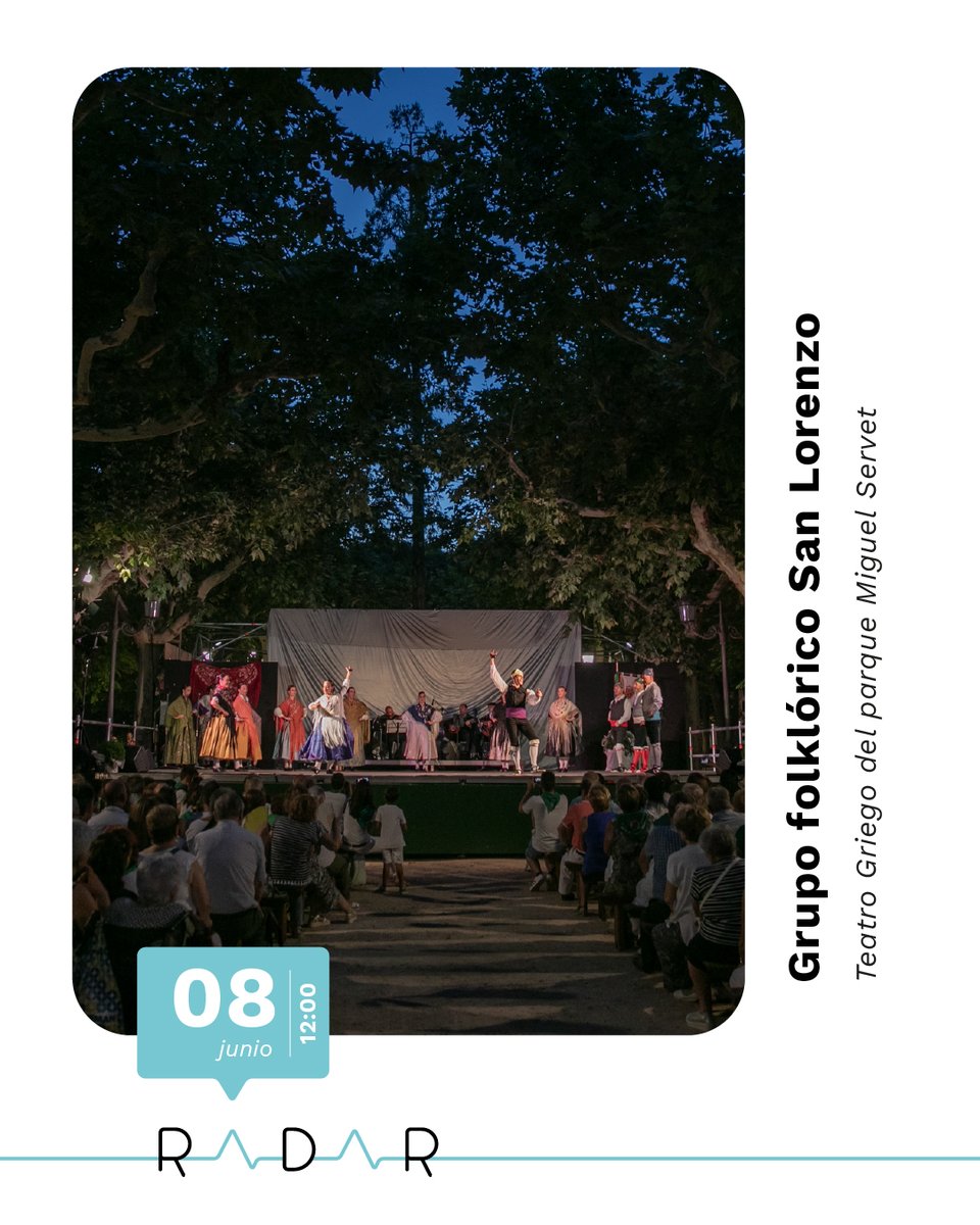 Continúa el Ciclo de Folclore Aragonés con la actuación del Grupo Folklórico San Lorenzo 🎶

Se trata de un grupo vanguardista y audaz, capaz de mezclar ritmos, melodías e incluso folklore de otras culturas 😮

🌐radarhuesca.es/eventos/grupo-…

#radarhuesca #huesca