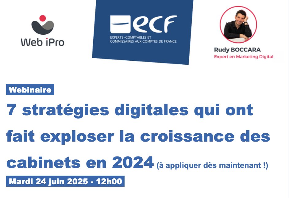 💼 🔴Vous cherchez à recruter, à gagner du temps ou à développer certaines missions, sans vraie stratégie digitale ?
👨‍💻👩‍💻 Ce webinaire <a href="/webipro/">Web iPro</a> est fait pour vous !
📅 𝑀𝑎𝑟𝑑𝑖 24 𝑗𝑢𝑖𝑛 à 🕚 12ℎ
ℹ️👉 lnkd.in/eS3D6jKe