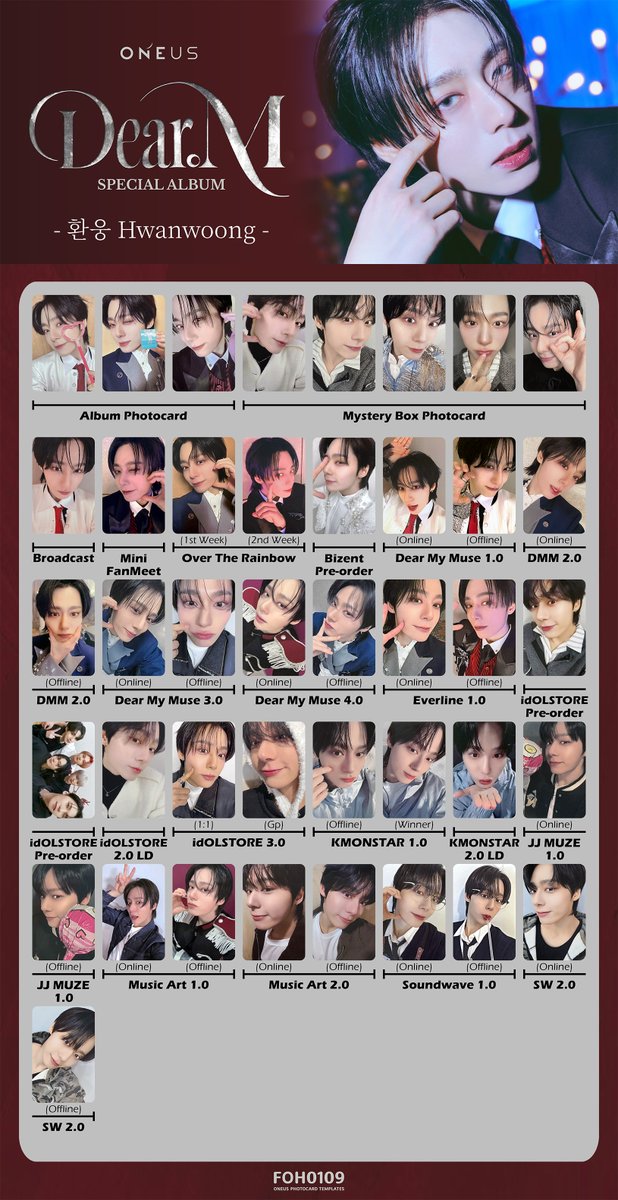 ONEUS Photocard Template Special Album - Dear.M Member Individual