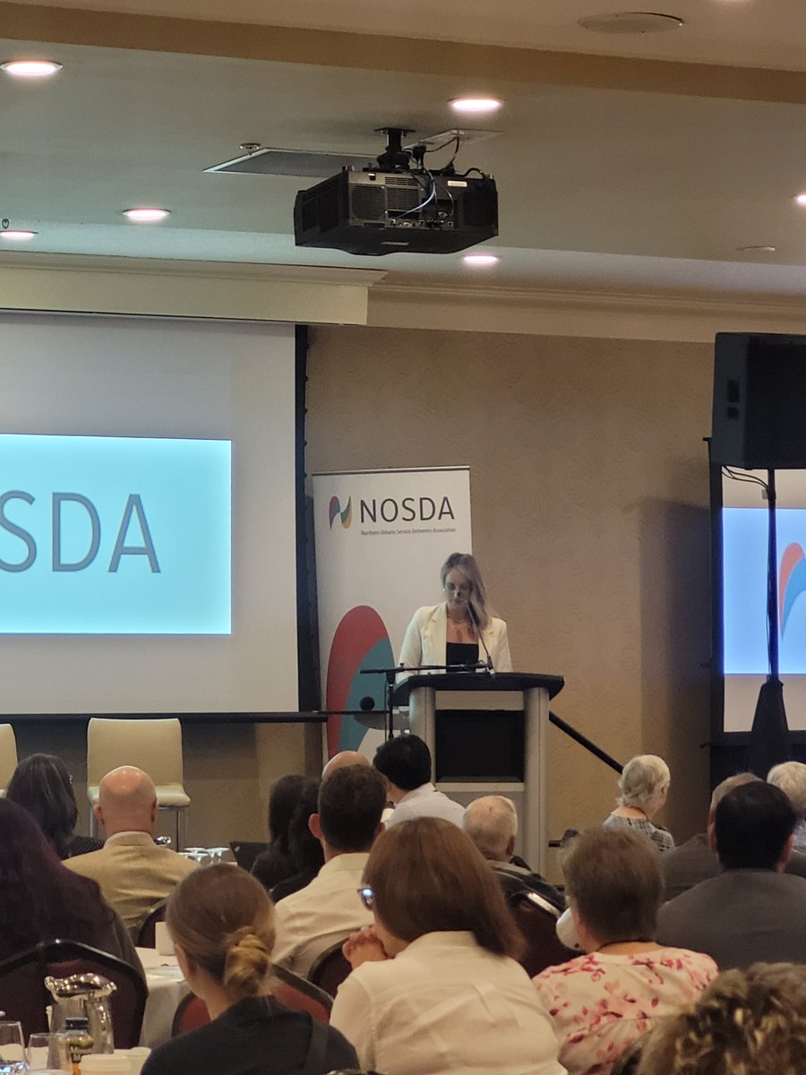 NOSDA2's tweet image. Attendees were welcomed by Stephanie Pagnucco, Chair of the District of Sault Ste. Marie DSSAB; Norman Mann, Chair of the Algoma DSSAB; and Sault Ste. Marie Mayor Matthew Shoemaker. A video message was also shared from Michael Parsa, Minister of MCCSS