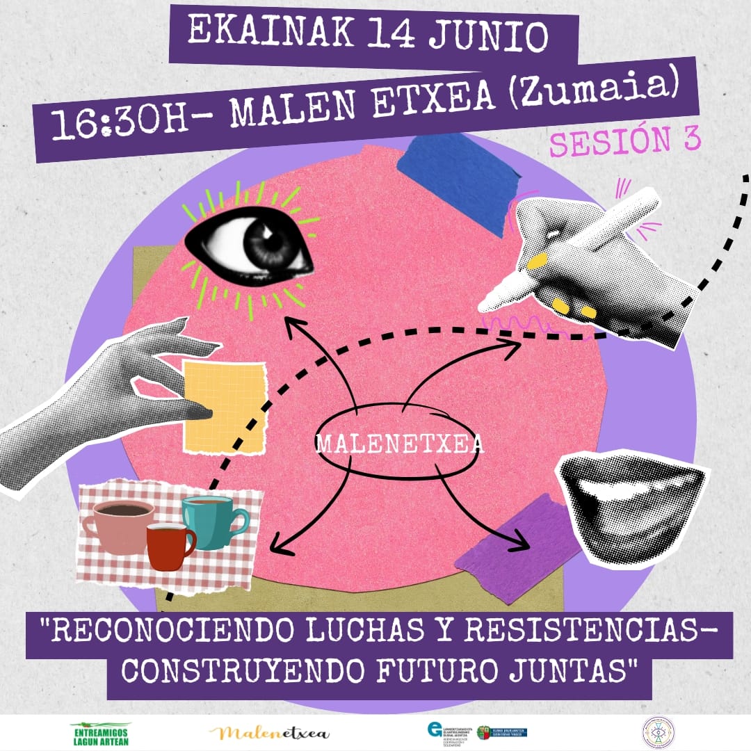 Acercáte a nuestras oficinas este 14 de junio para que seas parte del proceso de reflexión que estamos llevando de la mano de <a href="/EA_LA_/">Entreamigos-Lagun Artean</a> para continuar nuestras luchas por y para las mujeres migradas.