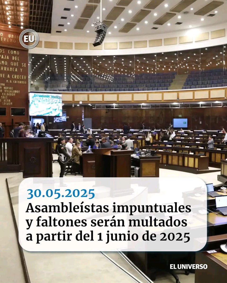 NielsOlsen's tweet photo. Ser puntual es una forma sencilla de mostrar respeto y compromiso. Más de 20 asambleístas serán multados por atrasos y faltas injustificadas al Pleno de ayer donde debatimos temas de seguridad para nuestro país. 

Fuimos elegidos para trabajar por el país, y parte de ese trabajo implica estar presentes, a tiempo, y ser el ejemplo que Ecuador necesita.

Estas medidas son molestosas, pero necesarias porque las reglas existen para todos y lo justo es que se cumplan.