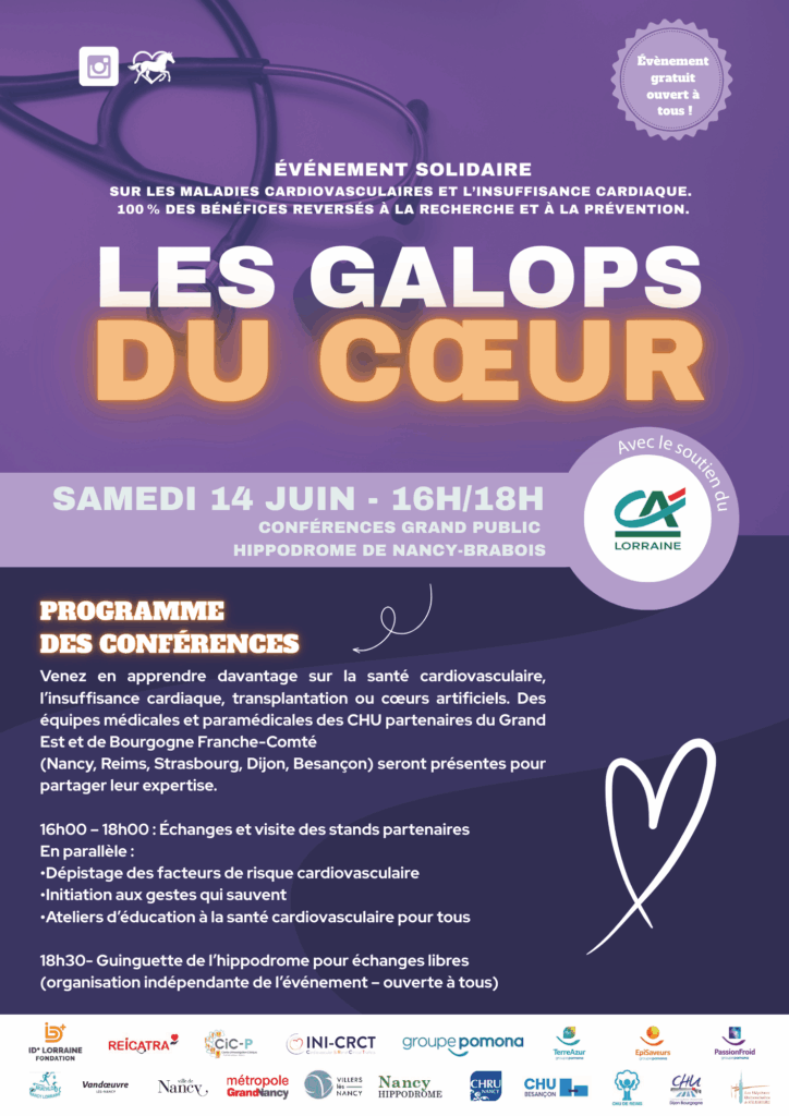📍RDV le samedi 14 juin à l’Hippodrome de Nancy-Brabois pour conférences, dépistages &amp; animations autour des maladies cardiovasculaires tout l'après-midi 👉 bit.ly/4kDU24F