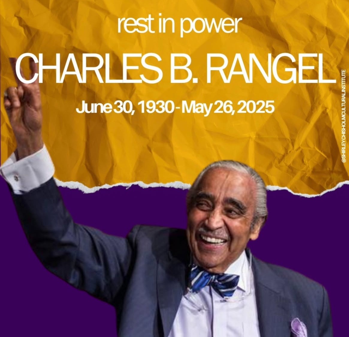 Nadine B. Hack (@nadinehack) on Twitter photo We’ve been thinking of our beloved friend Congressman Charlie Rangel <a href="/cbrangel/">Charles Rangel</a>, founding member <a href="/TheBlackCaucus/">The Black Caucus</a>, since he died May 26 one month shy of his 95th birthday. He will rest in power. Thanks to <a href="/ChisholmHistory/">Shirley Chisholm Cultural Institute</a> for this image with his gorgeous smile. We’ve been thinking of our beloved friend Congressman Charlie Rangel <a href="/cbrangel/">Charles Rangel</a>, founding member <a href="/TheBlackCaucus/">The Black Caucus</a>, since he died May 26 one month shy of his 95th birthday. He will rest in power. Thanks to <a href="/ChisholmHistory/">Shirley Chisholm Cultural Institute</a> for this image with his gorgeous smile.