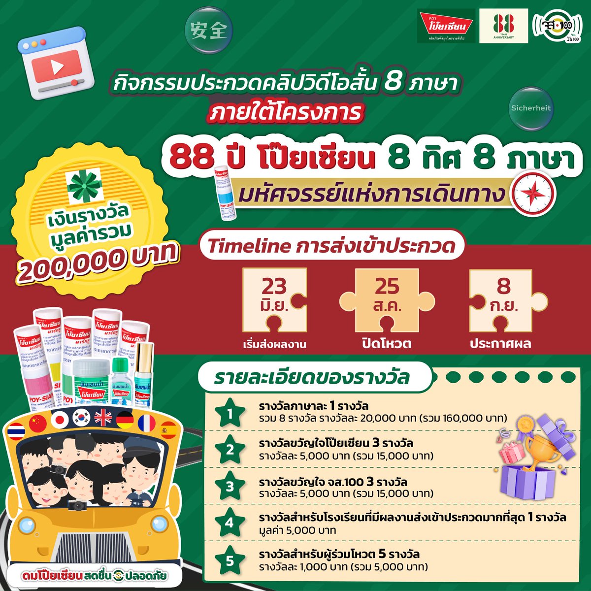 parentsschool's tweet photo. โรงเรียนพ่อแม่🌟 ชวนลูกๆ ม.ปลายสายภาษา แสดงความสามารถด้านภาษา พร้อมโชว์ไอเดียสร้างสรรค์

📣 ร่วมประกวดคลิปสั้นในกิจกรรม “88 ปี โป๊ยเซียน 8 ทิศ 8 ภาษา : มหัศจรรย์แห่งการเดินทาง” โดย ยาดมตราโป๊ยเซียน และ JS100 Radio

•📌 รายละเอียดเพิ่มเติมติดตามได้ที่
https://t.co/Uh90LpyKiA https://t.co/19NoU7fkMr