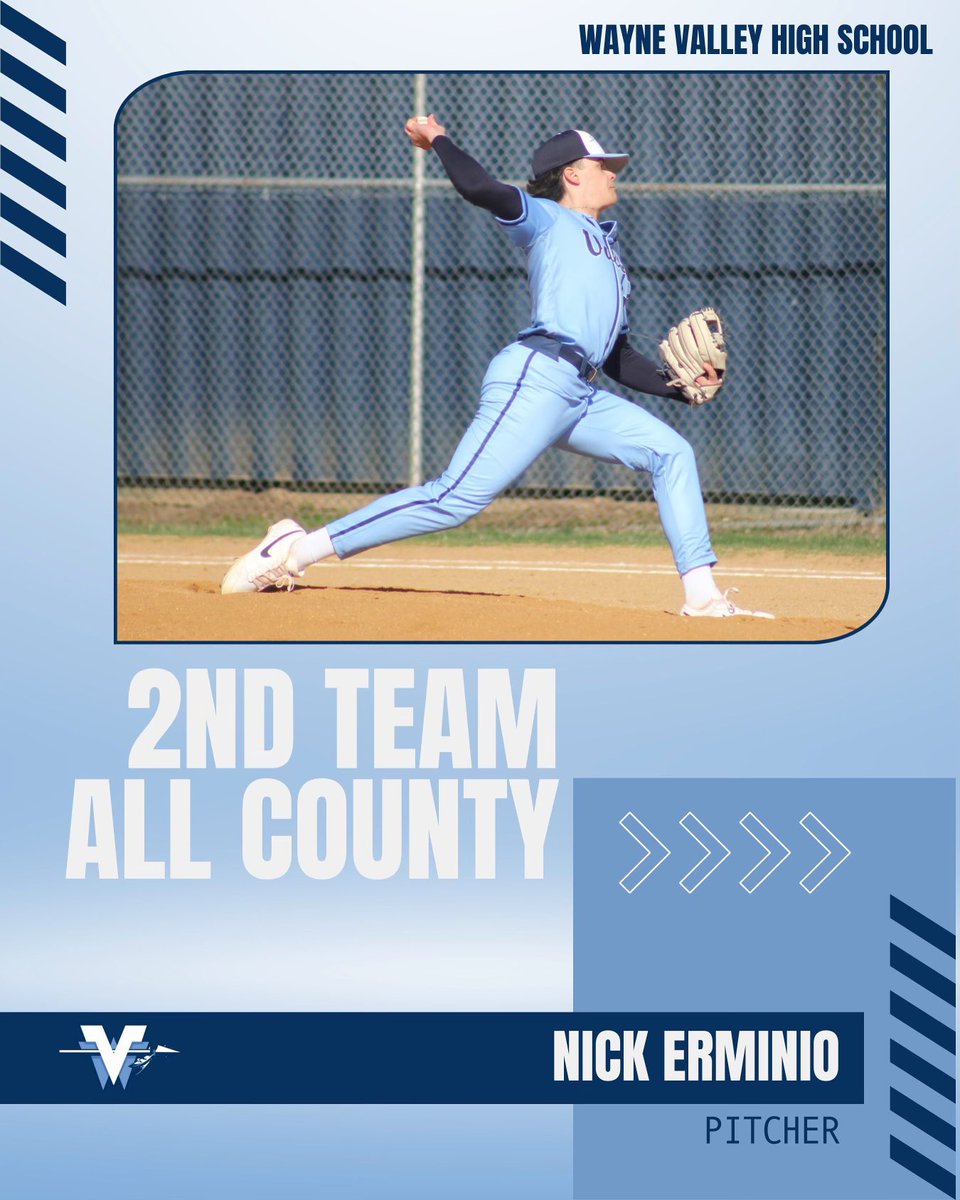 Wayne Valley Baseball (@wvalleybaseball) on Twitter photo Congratulations to Sophomore Pitcher <a href="/ErminioNicolas/">Nicolas Erminio</a> on being awarded Second Team All Passaic County! Nick had 4 wins, a 2.89 ERA, 55.2 IP, 3 CG, and 61 Ks this season. He reached 100 career Ks this season, his second on the Varsity. Congratulations to Sophomore Pitcher <a href="/ErminioNicolas/">Nicolas Erminio</a> on being awarded Second Team All Passaic County! Nick had 4 wins, a 2.89 ERA, 55.2 IP, 3 CG, and 61 Ks this season. He reached 100 career Ks this season, his second on the Varsity.