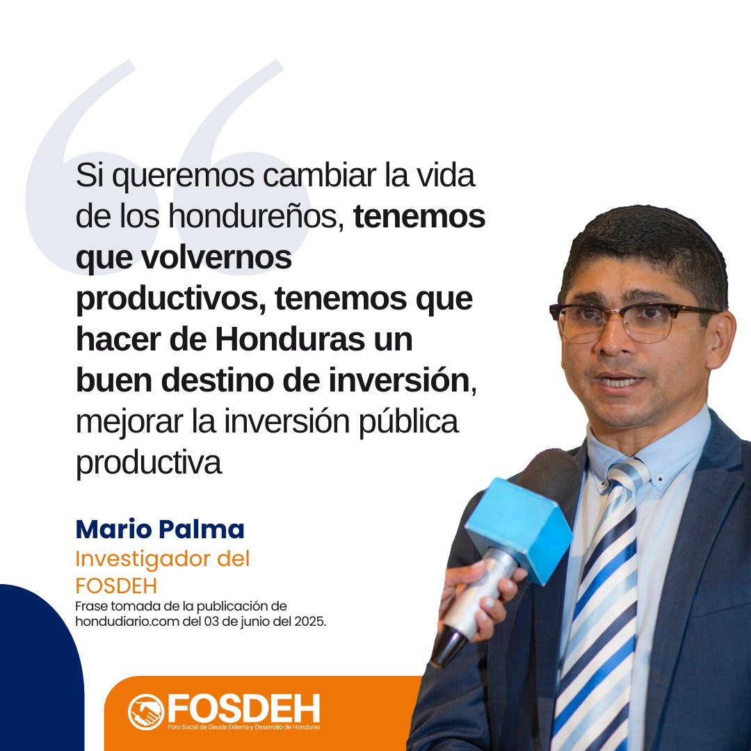 #Honduras | 📣 “𝙏𝙚𝙣𝙚𝙢𝙤𝙨 𝙦𝙪𝙚 𝙫𝙤𝙡𝙫𝙚𝙧𝙣𝙤𝙨 𝙥𝙧𝙤𝙙𝙪𝙘𝙩𝙞𝙫𝙤𝙨, 𝙩𝙚𝙣𝙚𝙢𝙤𝙨 𝙦𝙪𝙚 𝙝𝙖𝙘𝙚𝙧 𝙙𝙚 𝙃𝙤𝙣𝙙𝙪𝙧𝙖𝙨 𝙪𝙣 𝙗𝙪𝙚𝙣 𝙙𝙚𝙨𝙩𝙞𝙣𝙤 𝙙𝙚 𝙞𝙣𝙫𝙚𝙧𝙨𝙞ó𝙣.” 🇭🇳💼👉 Así lo expresó nuestro investigador el MSc. Mario Palma, en entrevista a
