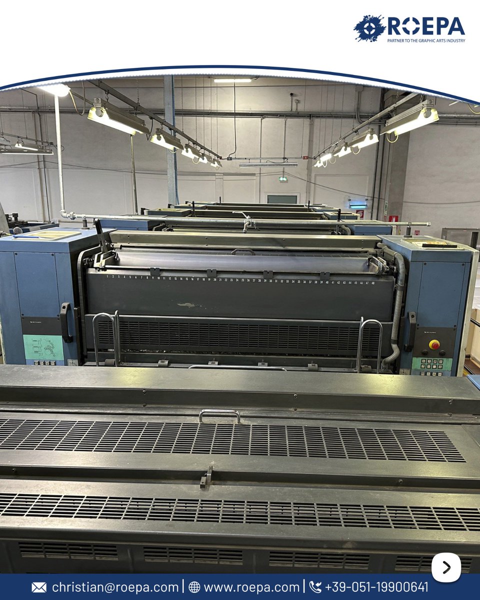 christianseghi's tweet image. 🏭 High-Volume Print Powerhouse Awaits!

Step into large-format excellence with the KBA RAPIDA 142-5+L (1999) — now available for sale at #ROEPA.

𝐄𝐱𝐩𝐥𝐨𝐫𝐞 𝐦𝐨𝐫𝐞 – 🌐 roepa.com/en/offers/3699…

𝐑𝐎𝐄𝐏𝐀
📞 +39 051 19900641
📩 christian@roepa.com

#OffsetPrintingMachine