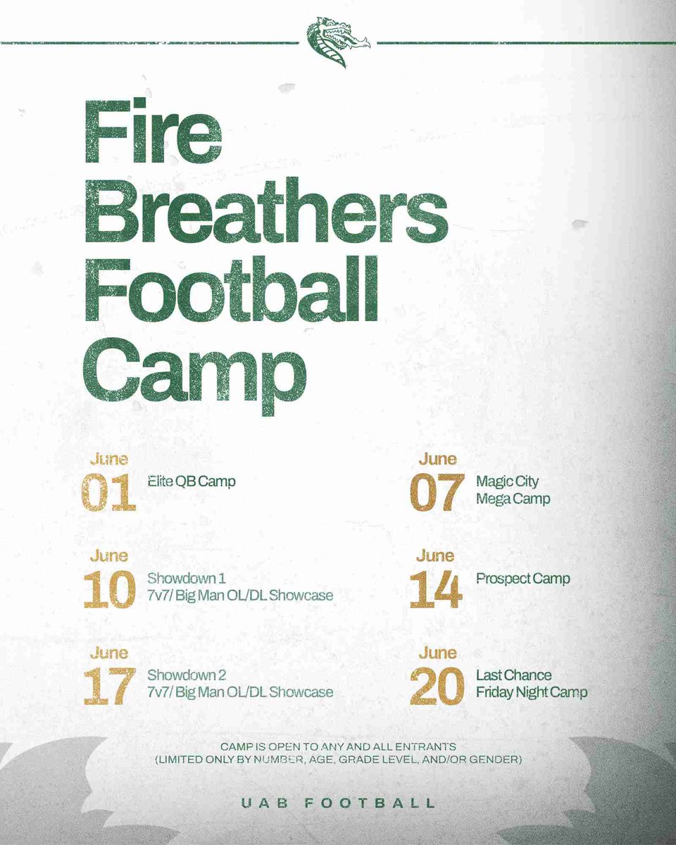Thank you <a href="/UAB_FB/">UAB Football</a> for the camp invite