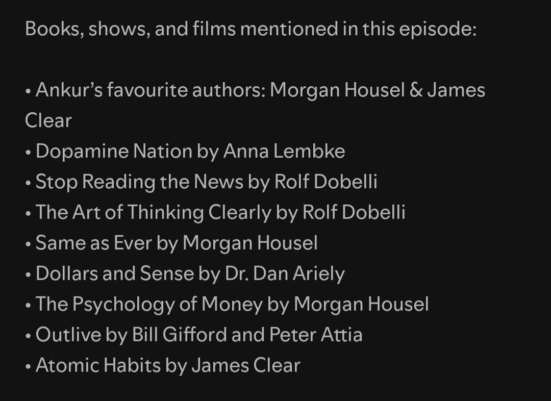 Had a blast doing this podcast with <a href="/tarakh489/">Tara Khandelwal</a> because she covered the entire book in very minute detail right from neuroscience, psychology of decisions with health and wealth and much more along with all the books referred and some book reccomendations.

Link in next tweet 👇