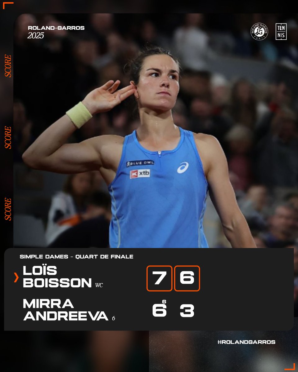 LOÏS BOISSON TU ES INCROYABLE 🤯

DEMI-FINALISTE À ROLAND-GARROS VOUS NE RÊVEZ PAS 🇫🇷 

#RolandGarros