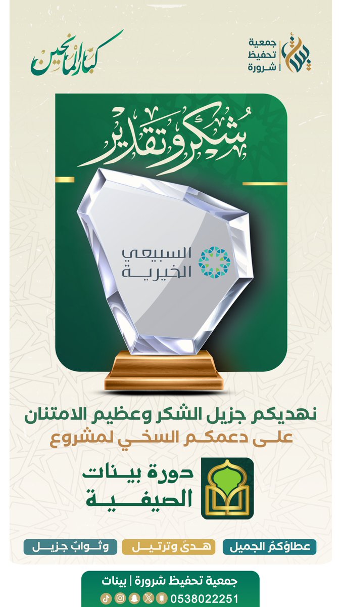 جمعية تحفيظ شرورة | بينات (@qksh) on Twitter photo #شكرًا_لكم | 💚
السبيعي الخيرية
<a href="/ASFcharity/">عبدالله السبيعي الخيرية</a>
على دعمكم السخي لمشروع :
{دورة بينات الصيفية}
شكر الله مساهمتكم، وبارك في عطائكم ✨🌿 #شكرًا_لكم | 💚
السبيعي الخيرية
<a href="/ASFcharity/">عبدالله السبيعي الخيرية</a>
على دعمكم السخي لمشروع :
{دورة بينات الصيفية}
شكر الله مساهمتكم، وبارك في عطائكم ✨🌿