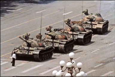 China, despite your efforts to rewrite history, the world has not forgotten the fact that you commie bastards used tanks to murder civilians with “unacceptable views”.  This photo is of courage in the face of tyranny.