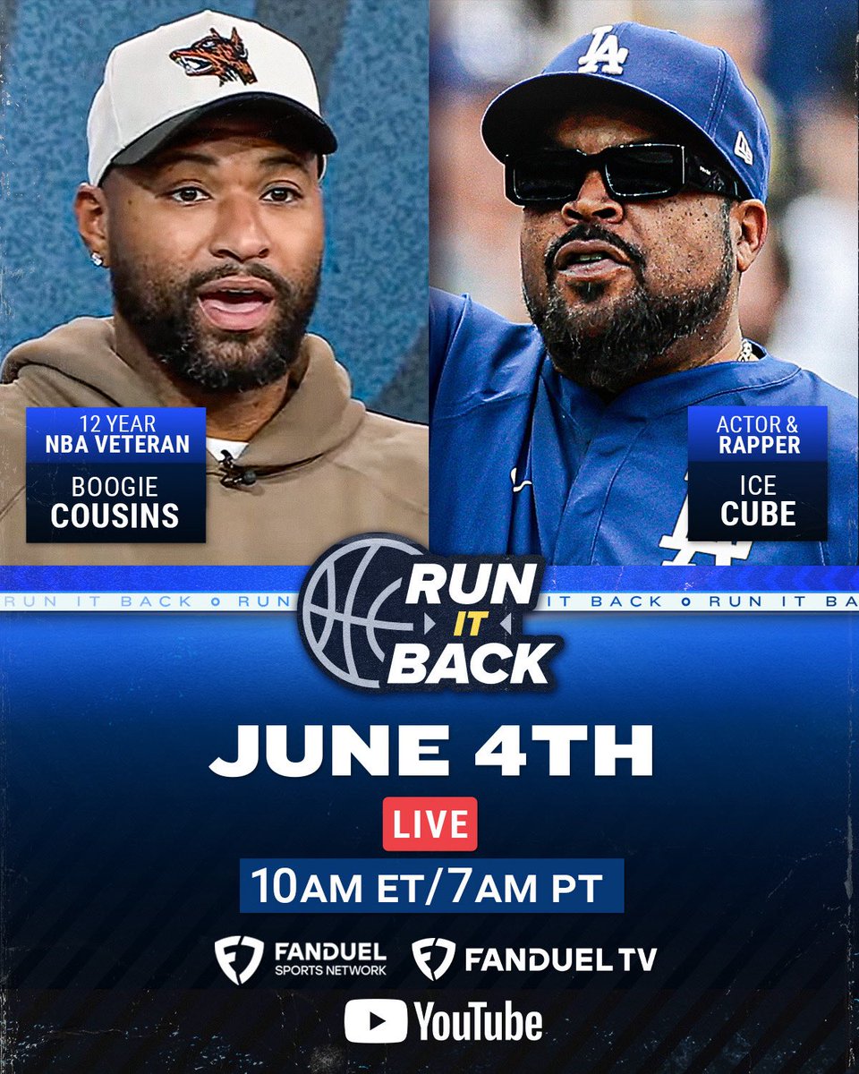 Run It Back (@runitbackfdtv) on Twitter photo Ice Cube and Boogie Cousins join the show this morning! 🔥🔥🔥
Watch LIVE on YouTube at the top of the hour:
📺 youtube.com/@runItBackFDTV…
<a href="/icecube/">Ice Cube</a> | <a href="/boogiecousins/">DeMarcus Cousins</a> | <a href="/MichelleDBeadle/">Michelle Beadle</a> | <a href="/TeamLou23/">Lou Williams</a> | <a href="/ChandlerParsons/">Chandler Parsons</a> Ice Cube and Boogie Cousins join the show this morning! 🔥🔥🔥
Watch LIVE on YouTube at the top of the hour:
📺 youtube.com/@runItBackFDTV…
<a href="/icecube/">Ice Cube</a> | <a href="/boogiecousins/">DeMarcus Cousins</a> | <a href="/MichelleDBeadle/">Michelle Beadle</a> | <a href="/TeamLou23/">Lou Williams</a> | <a href="/ChandlerParsons/">Chandler Parsons</a>
