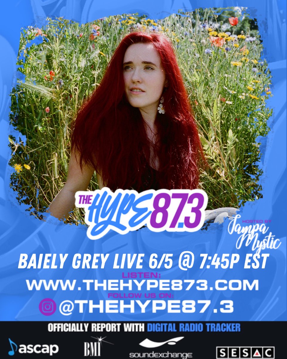 MusicLinkUp (@musiclinkup) on Twitter photo The Hype 87.3
Live Interview with Bailey Grey
instagram.com/bailey.grey?ig…
Thursday, Jun 5 at 7:45 pm EST
Tune in:
TheHype873.com
Presented by <a href="/StarlightPR1/">Starlight PR™</a> The Hype 87.3
Live Interview with Bailey Grey
instagram.com/bailey.grey?ig…
Thursday, Jun 5 at 7:45 pm EST
Tune in:
TheHype873.com
Presented by <a href="/StarlightPR1/">Starlight PR™</a>