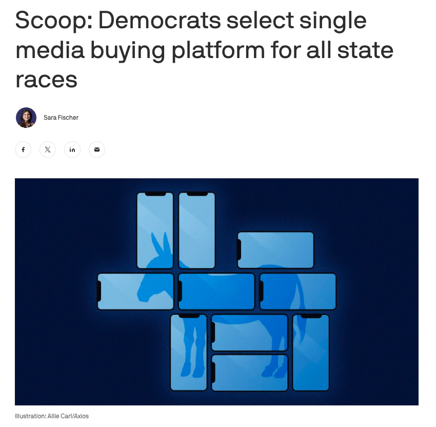 GregButcher_'s tweet photo. Never stop your enemy in the middle of a mistake. I welcome this from Dems as they all leverage worse tech at a higher price. 

Someone will get very rich from this. 

"You don't see the Republicans mandating one janky tech for their campaigns — they want to leverage the best of the tech industry."

https://t.co/18FzGGLxb3