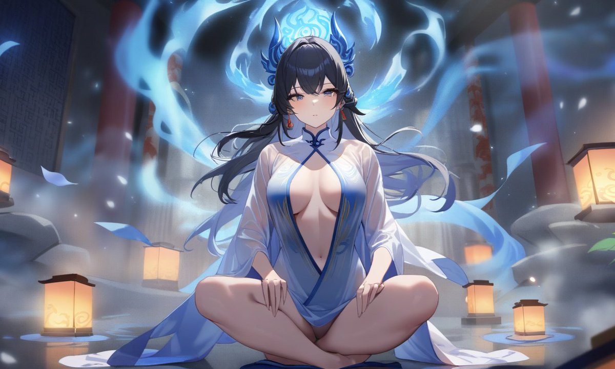 EAAII_V's tweet photo. #AIArt, #anime_style, #DigitalArt, #cultivator, #Meditation, #Lotus, #BlueAura, #TempleScene, #Tranquility, #SpiritualArt, #MysticalVibes, #Zen, #EasternFantasy, #DigitalIllustration, #Serene, #Calm, #InnerPeace, #FlowingRobes, #Ethereal, #Divine, #Celestial, #FantasyGirl, #BlueLotus, #MysticalArt