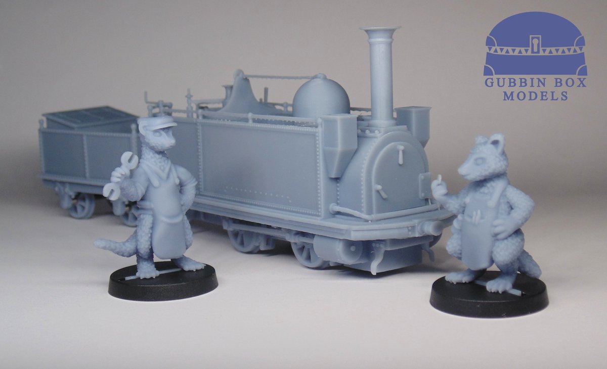 GubbinBoxModels's tweet image. Been a bit quiet recently!
Another show is coming up so been printing plenty of stock for it, which means new kits are on the backburn until afterwards.
For now Noodles is trying to sell Randell a steam loco. I don't think  he's succeeding 😅
#modelrailway #miniatures #3dprinting