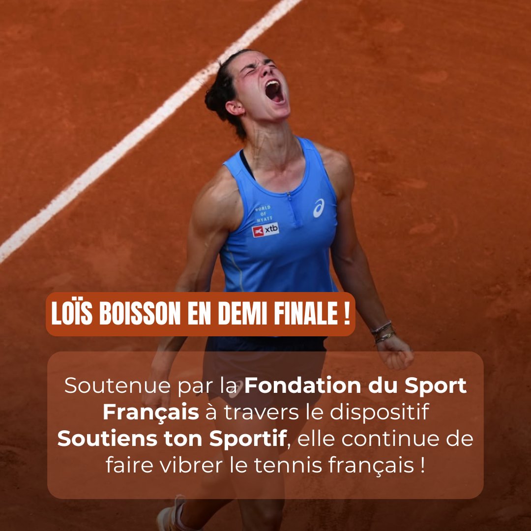 𝐋𝐚 𝐅𝐨𝐧𝐝𝐚𝐭𝐢𝐨𝐧 𝐝𝐮 𝐒𝐩𝐨𝐫𝐭 𝐅𝐫𝐚𝐧𝐜̧𝐚𝐢𝐬 𝐟𝐞́𝐥𝐢𝐜𝐢𝐭𝐞 𝐋𝐨𝐢̈𝐬 𝐁𝐨𝐢𝐬𝐬𝐨𝐧 𝐩𝐨𝐮𝐫 𝐬𝐚 𝐪𝐮𝐚𝐥𝐢𝐟𝐢𝐜𝐚𝐭𝐢𝐨𝐧 𝐞𝐧 𝐝𝐞𝐦𝐢-𝐟𝐢𝐧𝐚𝐥𝐞 𝐝𝐞 𝐑𝐨𝐥𝐚𝐧𝐝-𝐆𝐚𝐫𝐫𝐨𝐬 ! 🇫🇷🎾
Soutenue via le dispositif #SoutiensTonSportif, elle incarne l’avenir du