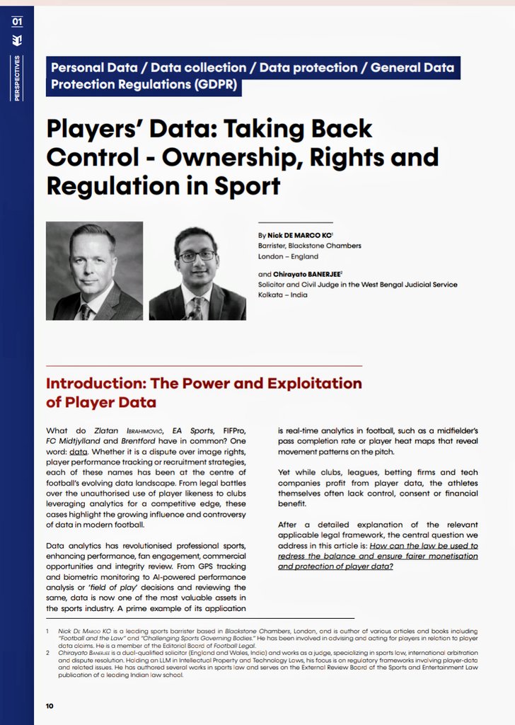 ChirayatoB18's tweet image. Who owns player data, and who profits?

In @FootballLegal_ (Issue 22), I co-authored with @nickdemarco_ to examine how GDPR, UK DPA 2018 &amp;amp; FIFA rules fall short, and how enforcing existing laws can help players reclaim control.
 👇
football-legal.com/journal/footba…
#SportsLaw #PlayerData