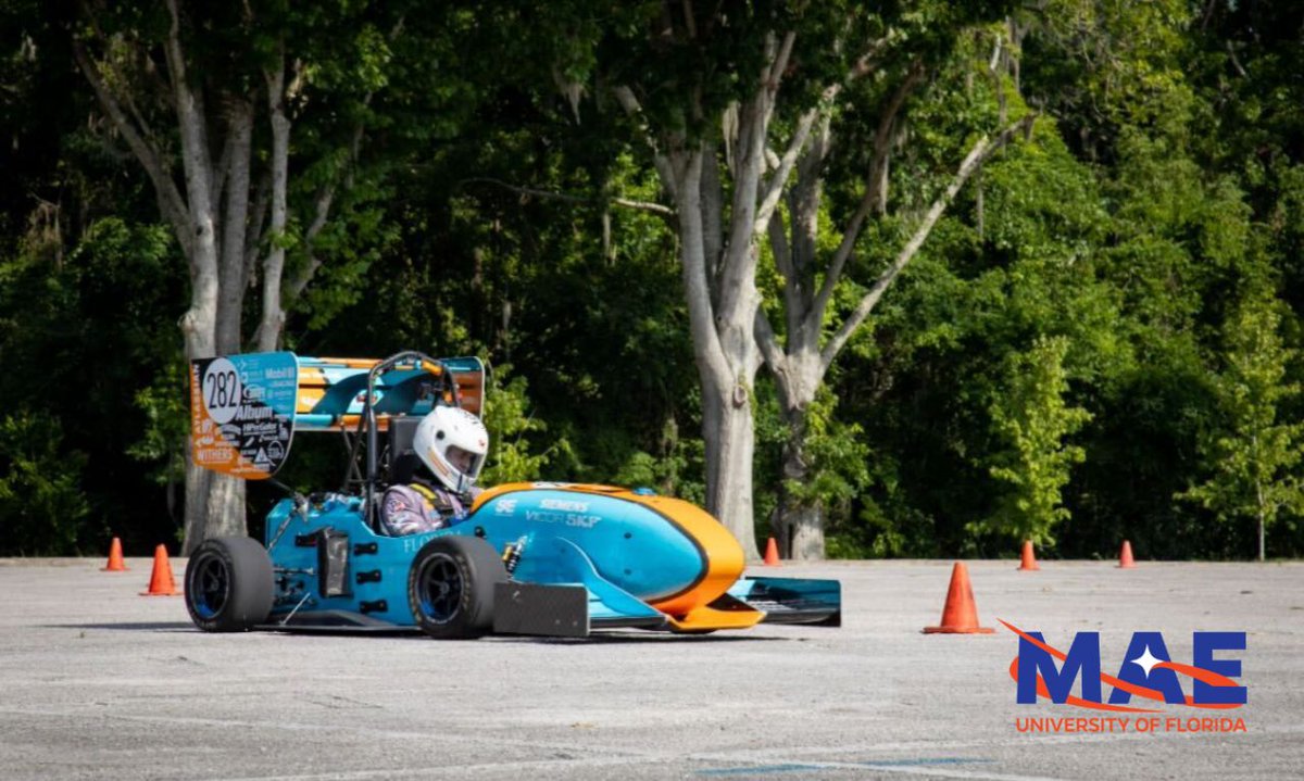 Gator Motorsports' is taking no days off and working hard during the summer to prepare for their competition later this month. 🏎️ ⚙️ 
seen here: GMS F25 car with full aerodynamics package during a test session! 🏁
 #UFMAE #GatorEngineers #F25