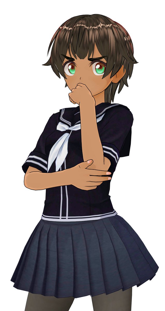 #カスタムキャスト でヴァーニちゃん作ったけど手持ちにいい感じのメイド服がなかったのでセーラー服着てもらた(・∀・) 