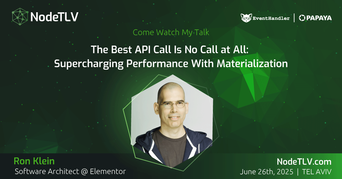 NodeTLV's tweet image. We are proud to announce that Ron Klein, Software Architect at @Elementor, will be speaking at #NodeTLV '25!
Want to learn more?
Check out all the details at ๐ NodeTLV.com