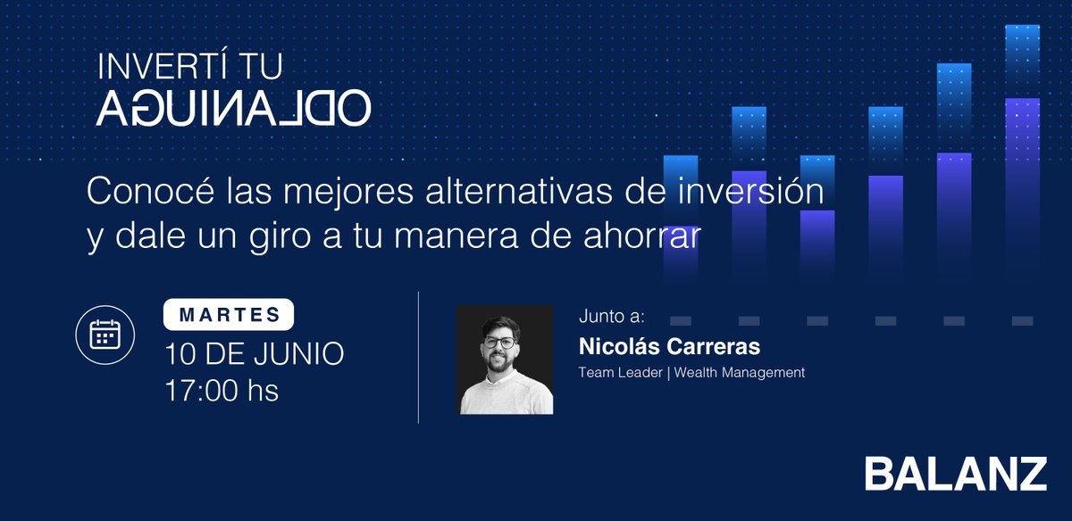 BalanzCapital's tweet photo. 💰 ¿Ya pensaste qué vas a hacer con tu aguinaldo?⁣

Te invitamos a una capacitación para explorar nuevas formas de potenciar tu dinero.⁣

📅 10 de junio⁣
⏰17:00 ⁣

Este aguinaldo, no lo dejes quieto.​⁣
Invertilo con estrategia.⁣
Inscribite acá👉https://t.co/qRPy3FpHDt https://t.co/FQCFYZmAe2
