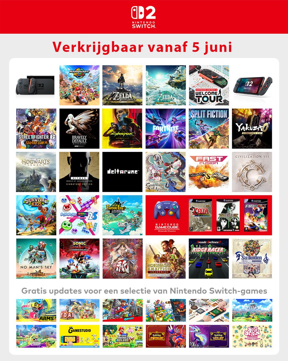 Hier is alles wat je vanaf de eerste dag op de #NintendoSwitch2 kunt spelen! Naar welke games kijk jij het meest uit?
