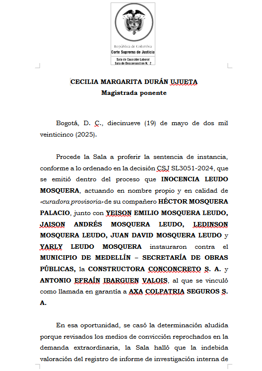 articulo20's tweet photo. SENTENCIA RECOMENDADA 🗣 

#Laboral

¿Pueden los hijos de crianza de la víctima perseguir la reparación de perjuicios morales derivados de un accidente de trabajo? Responde la @CorteSupremaJ 
 
Solicita la providencia completa AL CORREO: 📩gestiondocumental@articulo20.com.co ENVIANDO EL TÍTULO con la frase "Los leo en X. Envíame un Demo con la información laboral".