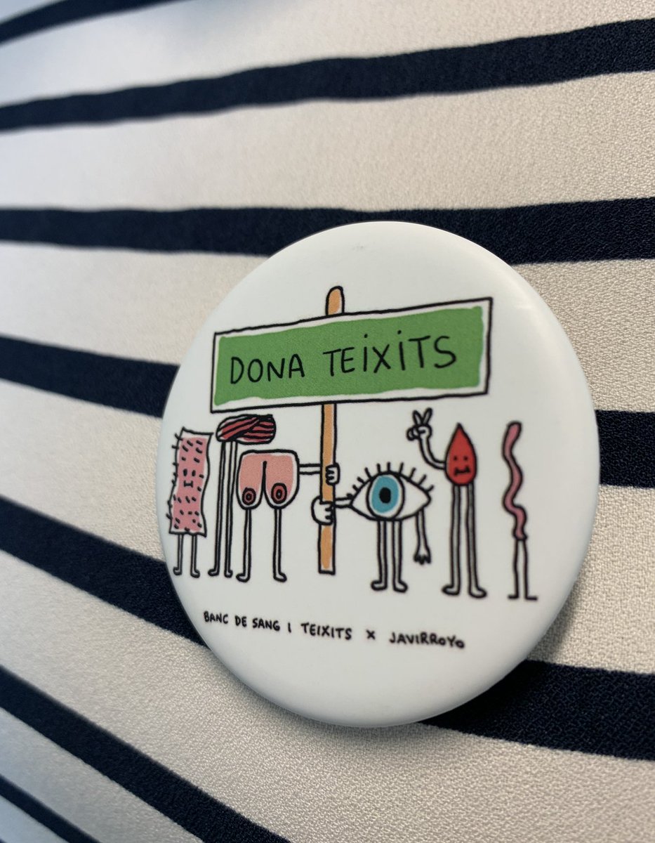 🎉 Avui, #DiaMundialÒrgansiTeixits, estrenem aquesta xapa preciosa il·lustrada pel crack <a href="/javirroyo/">Javirroyo</a> 

La vols? Vine a donar sang o plasma als nostres centres i te l’emportes (fins a exhaurir existències)!

#DonaTeixits