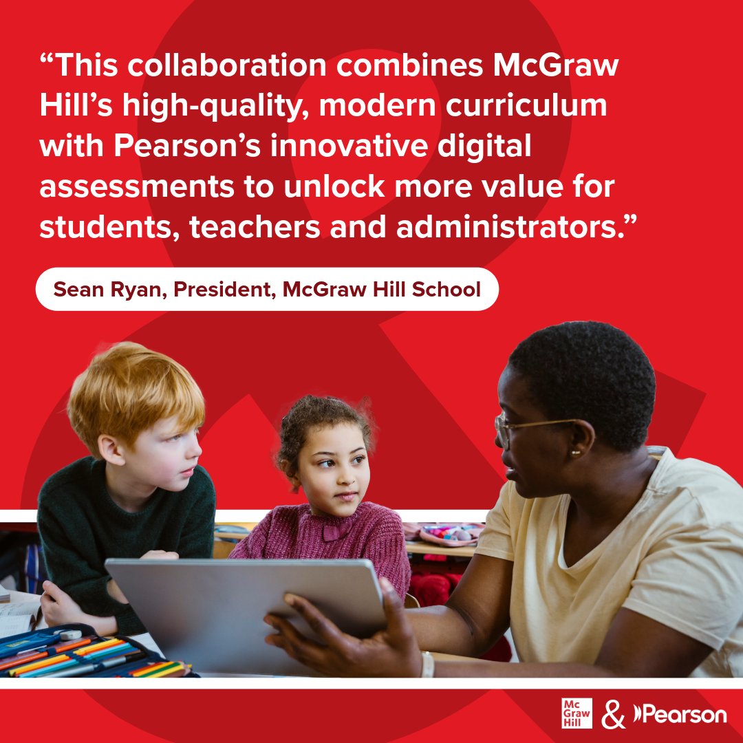 MHEducation's tweet image. We’re thrilled to announce our collaboration with @pearson to integrate their cutting-edge PRoPL (Pearson Review of Progress & Learning) assessment solution into our K-12 programs.
Learn more: bit.ly/459rBam
