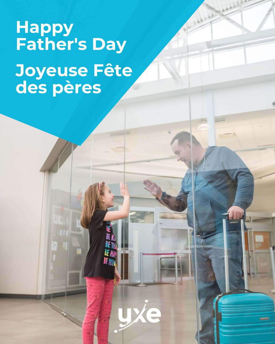 ✈️ Happy Father’s Day from YXE to all the dads who make every departure and arrival feel special! 💙 Joyeuse fête des Pères de la part de YXE à tous les papas qui rendent chaque départ et chaque arrivée mémorable! #YXE #FathersDay #FêtedesPères